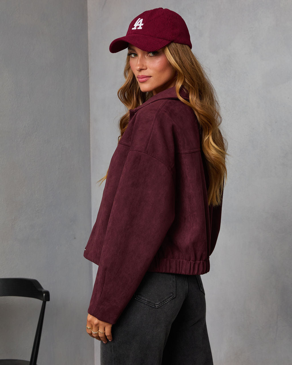 Plum Skies Suede Front Button Shirt Jacket-Vogue Logic