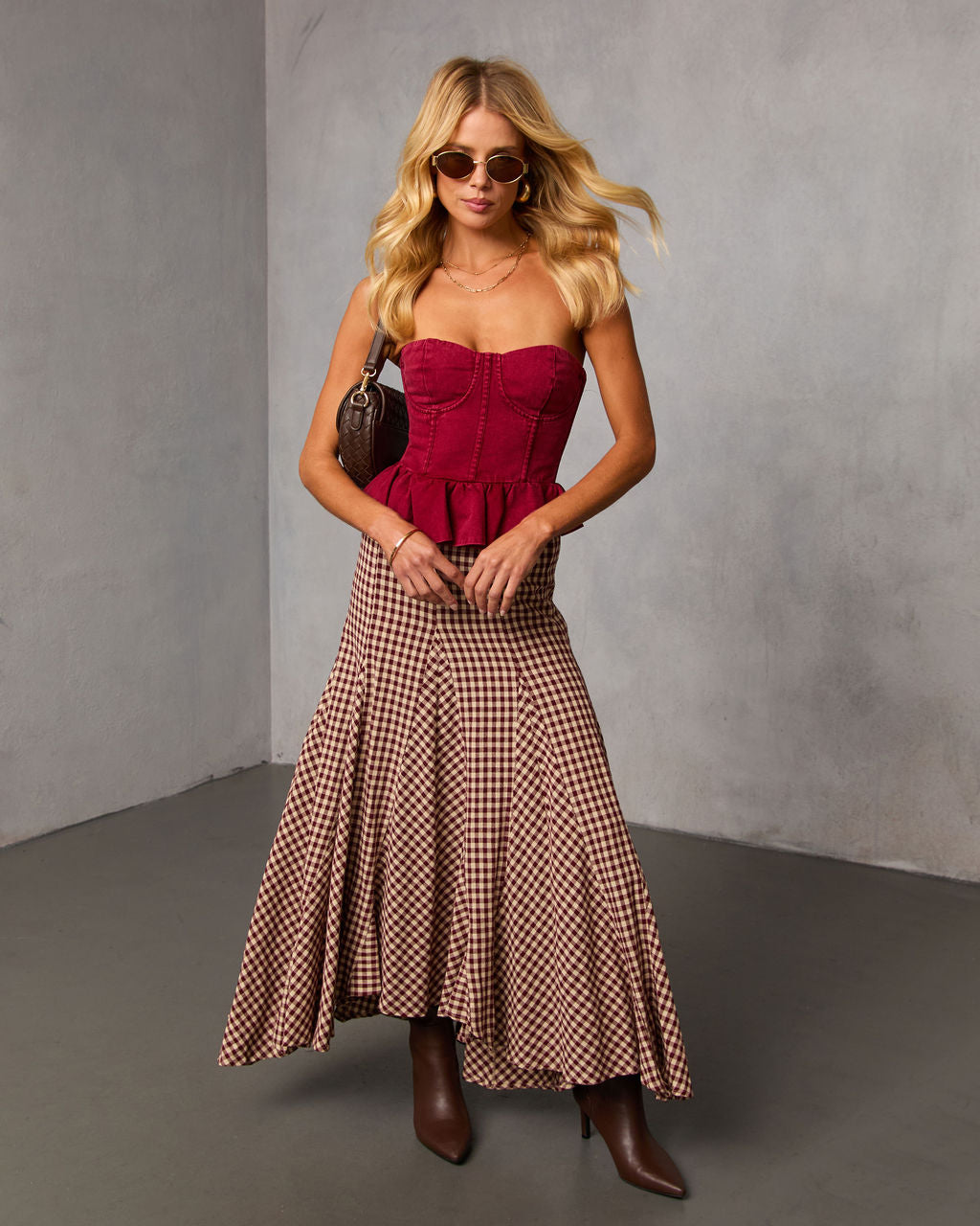 Agnis Denim Peplum Top-Vogue Logic