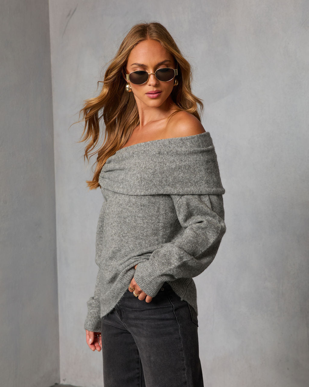 Snuggle Mode Off The Shoulder Sweater-Vogue Logic