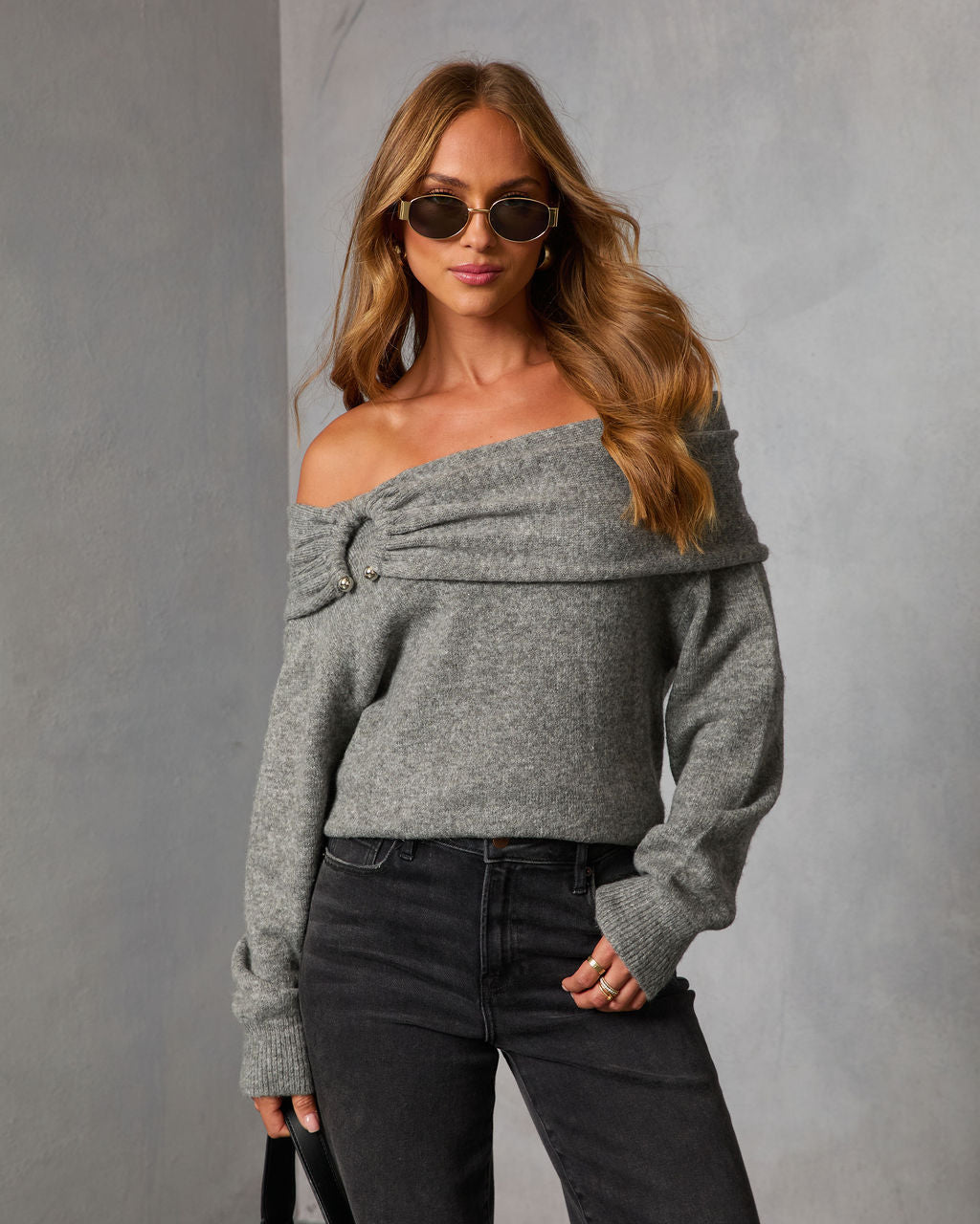 Snuggle Mode Off The Shoulder Sweater-Vogue Logic