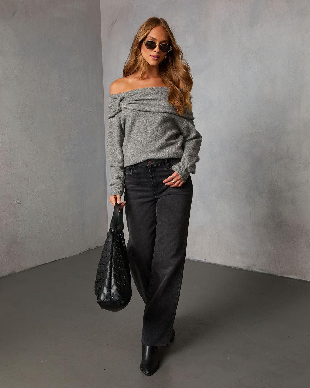 Snuggle Mode Off The Shoulder Sweater-Vogue Logic