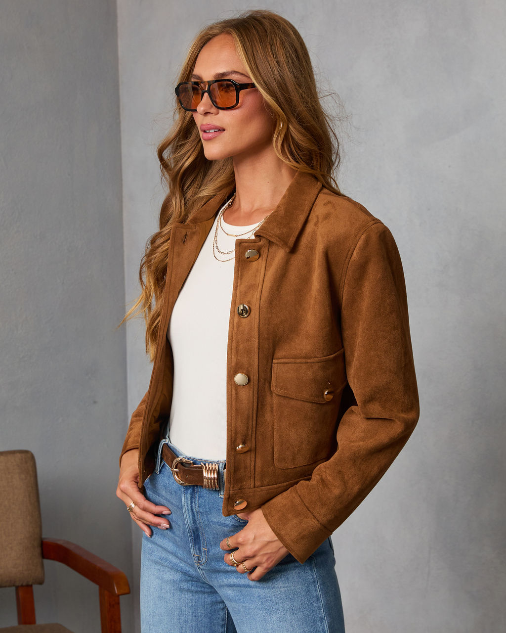 Bronzed Echo Suede Jacket-Vogue Logic