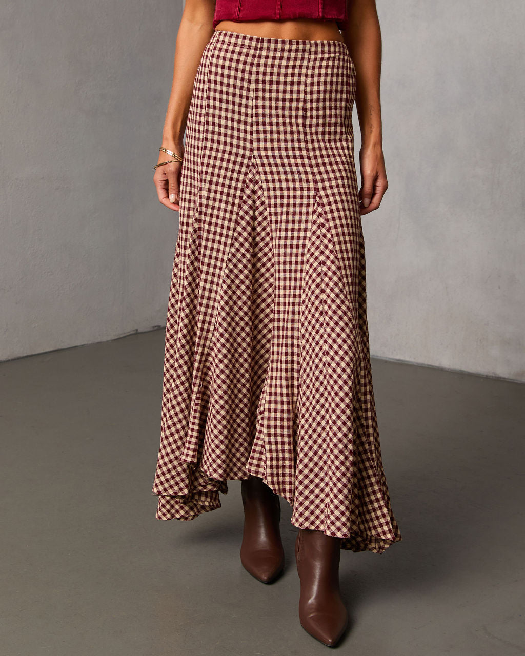 Rylin Gingham Maxi Skirt-Vogue Logic