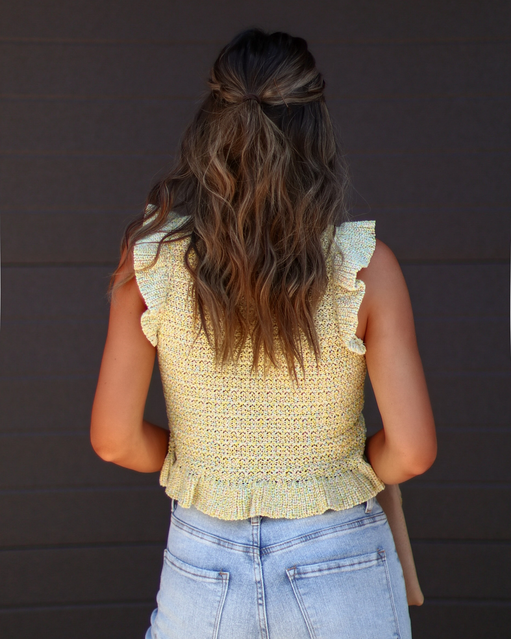 Ivelisse Smocked Sweater Knit Ruffle Hem Top-Vogue Logic