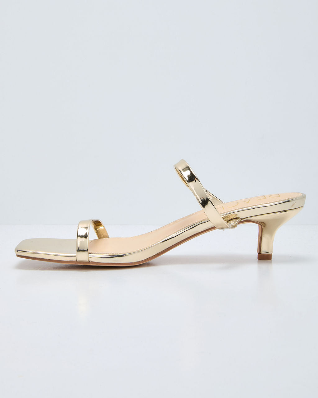 Chrome Kiss Metallic Open Toe Kitten Heel-Vogue Logic