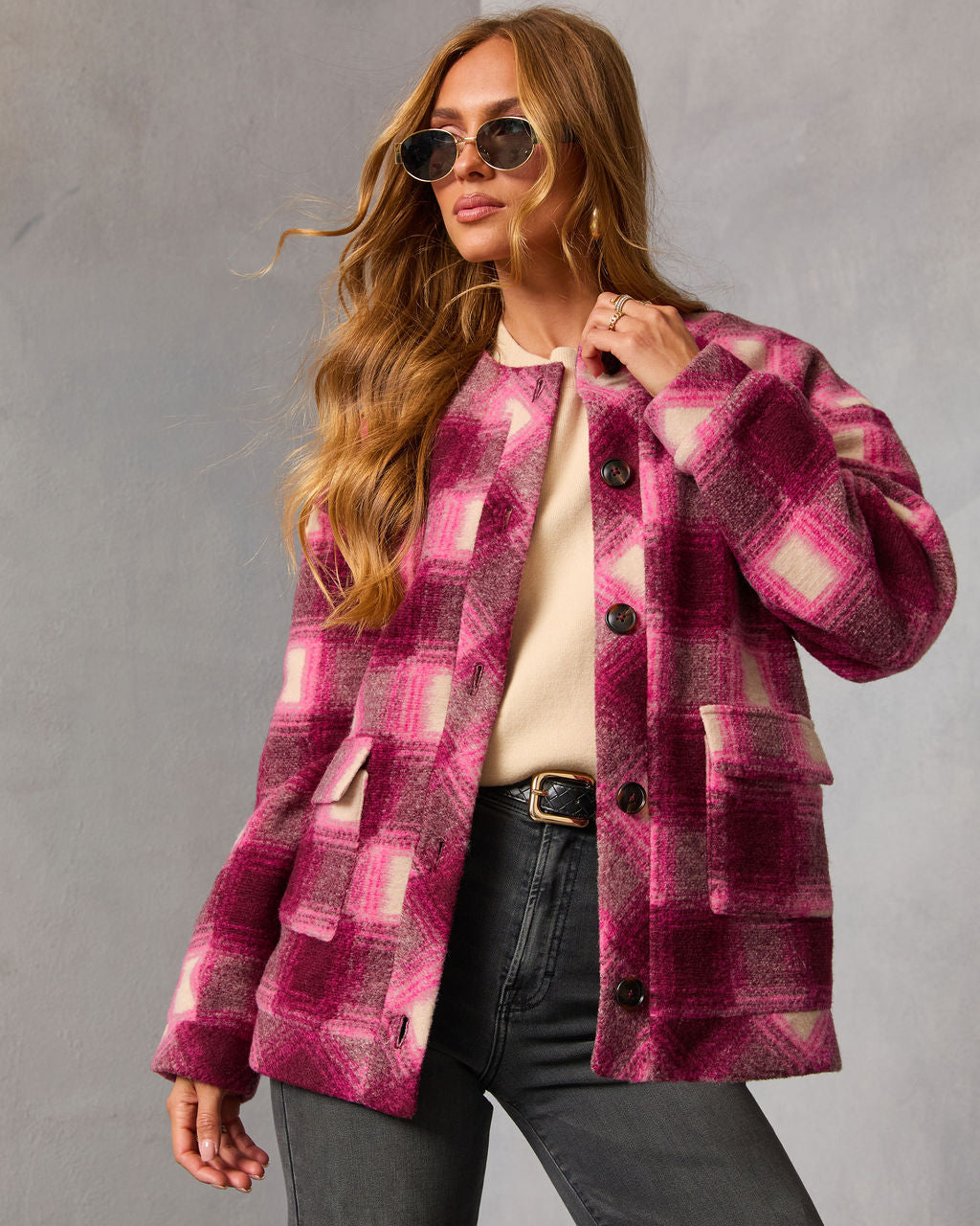 Eloura Brushed Plaid Jacket-Vogue Logic