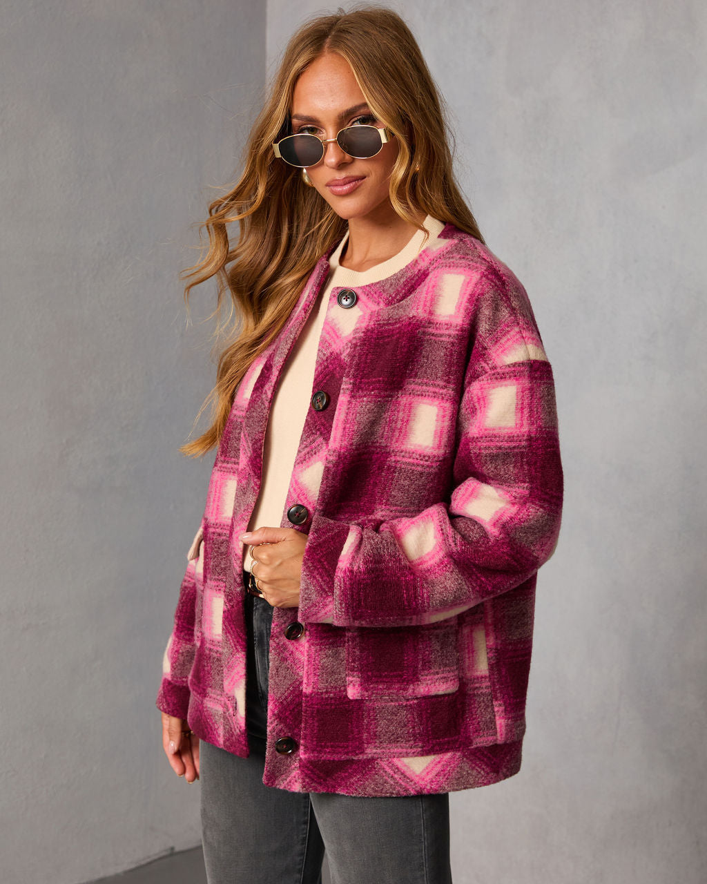 Eloura Brushed Plaid Jacket-Vogue Logic