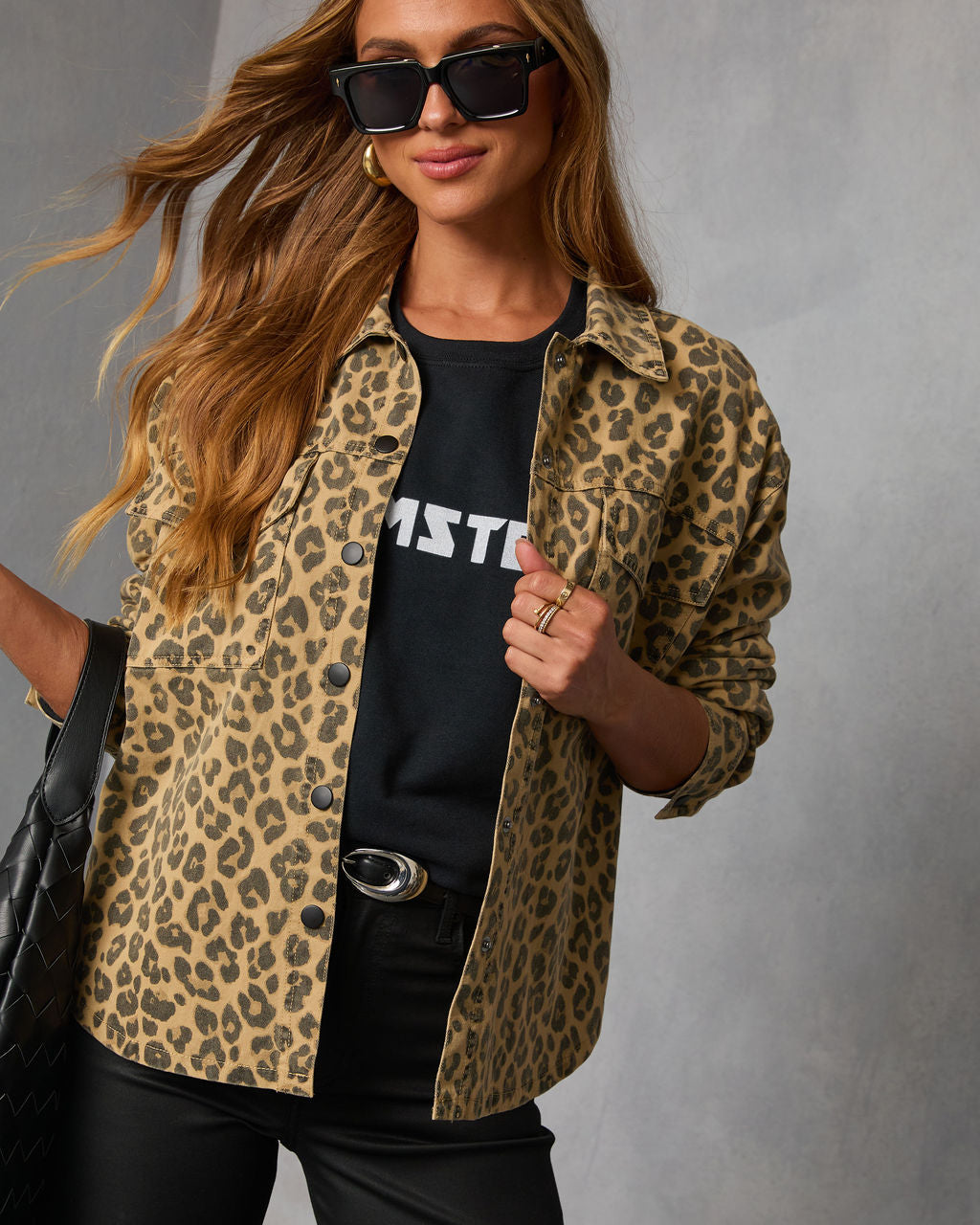 Soft Claw Printed Shirt Jacket-Vogue Logic