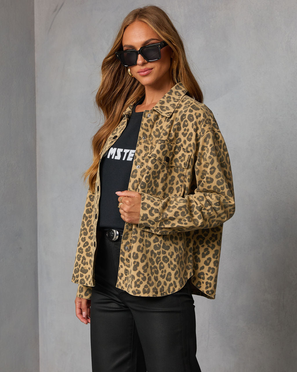 Soft Claw Printed Shirt Jacket-Vogue Logic