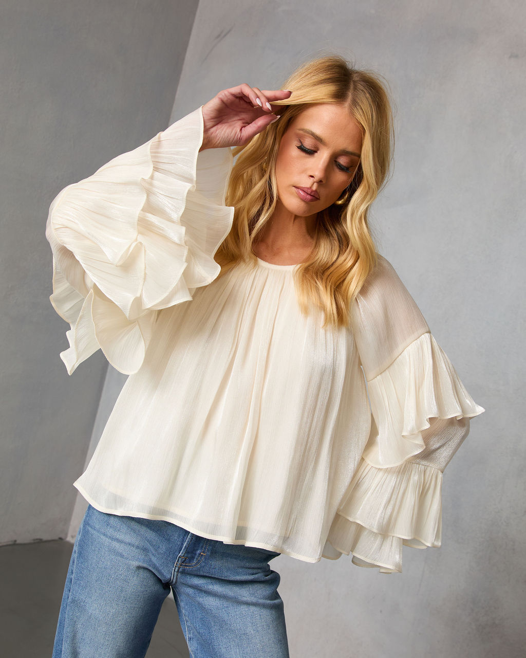 Morgen Tiered Ruffle Blouse-Vogue Logic