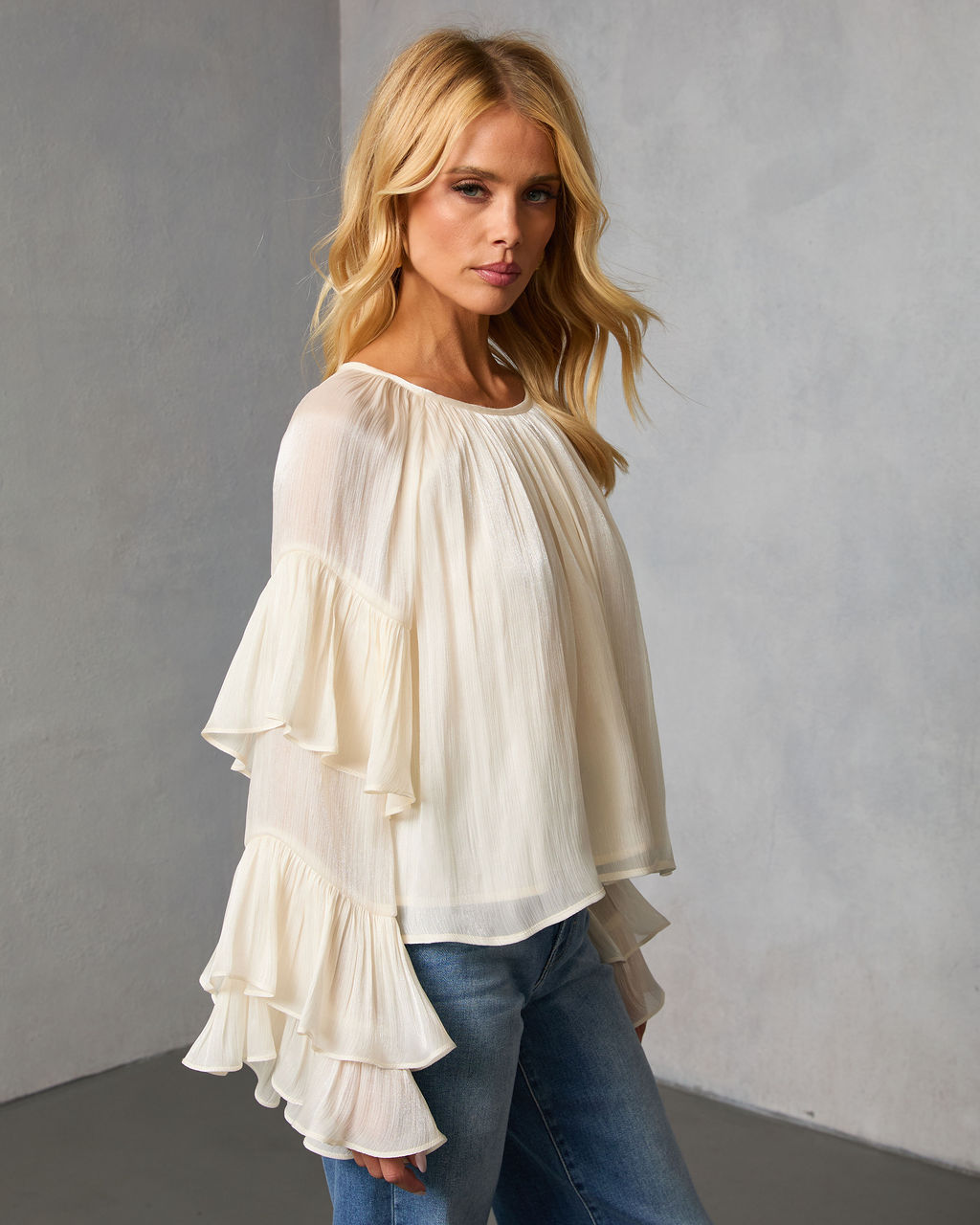 Morgen Tiered Ruffle Blouse-Vogue Logic