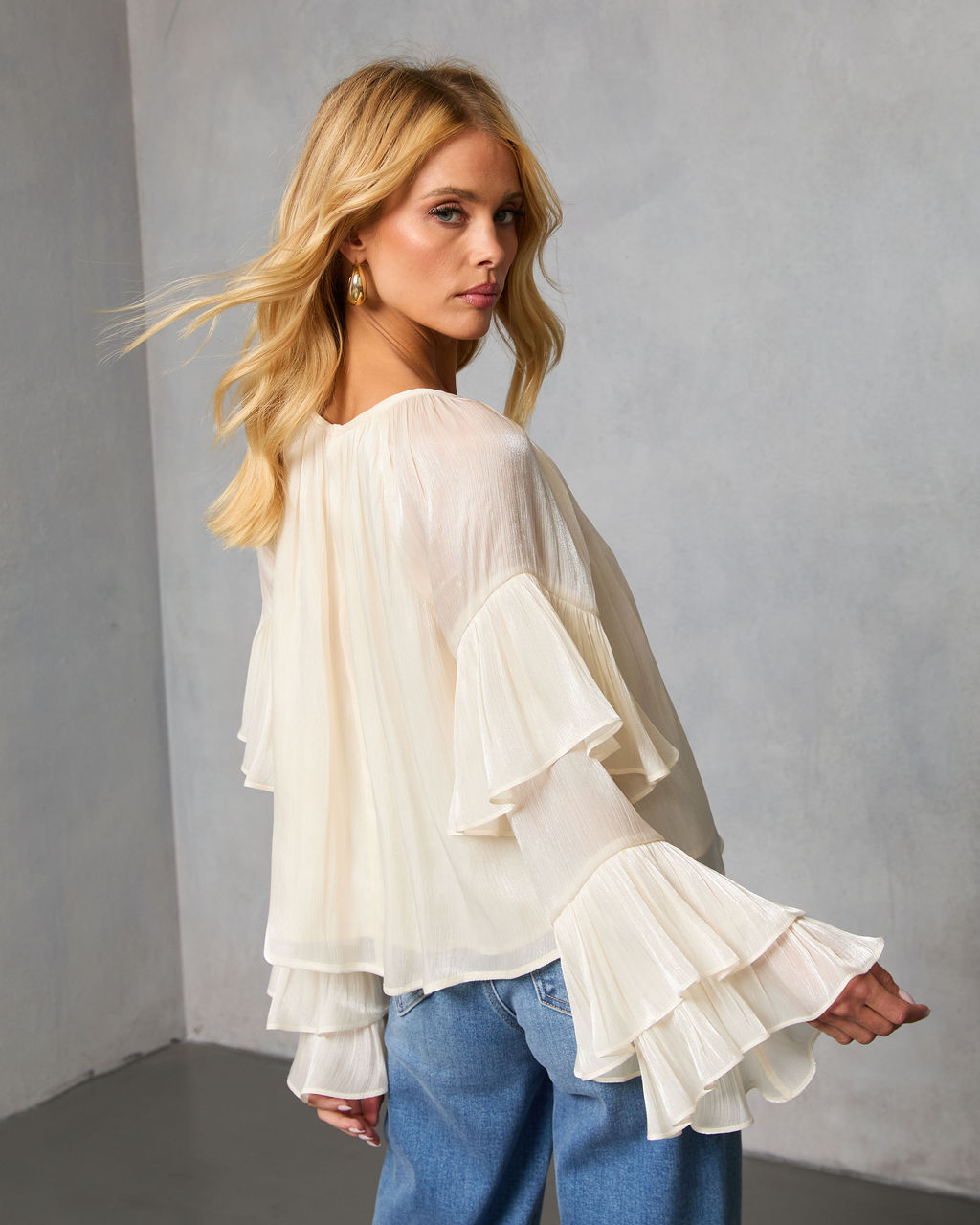 Morgen Tiered Ruffle Blouse-Vogue Logic