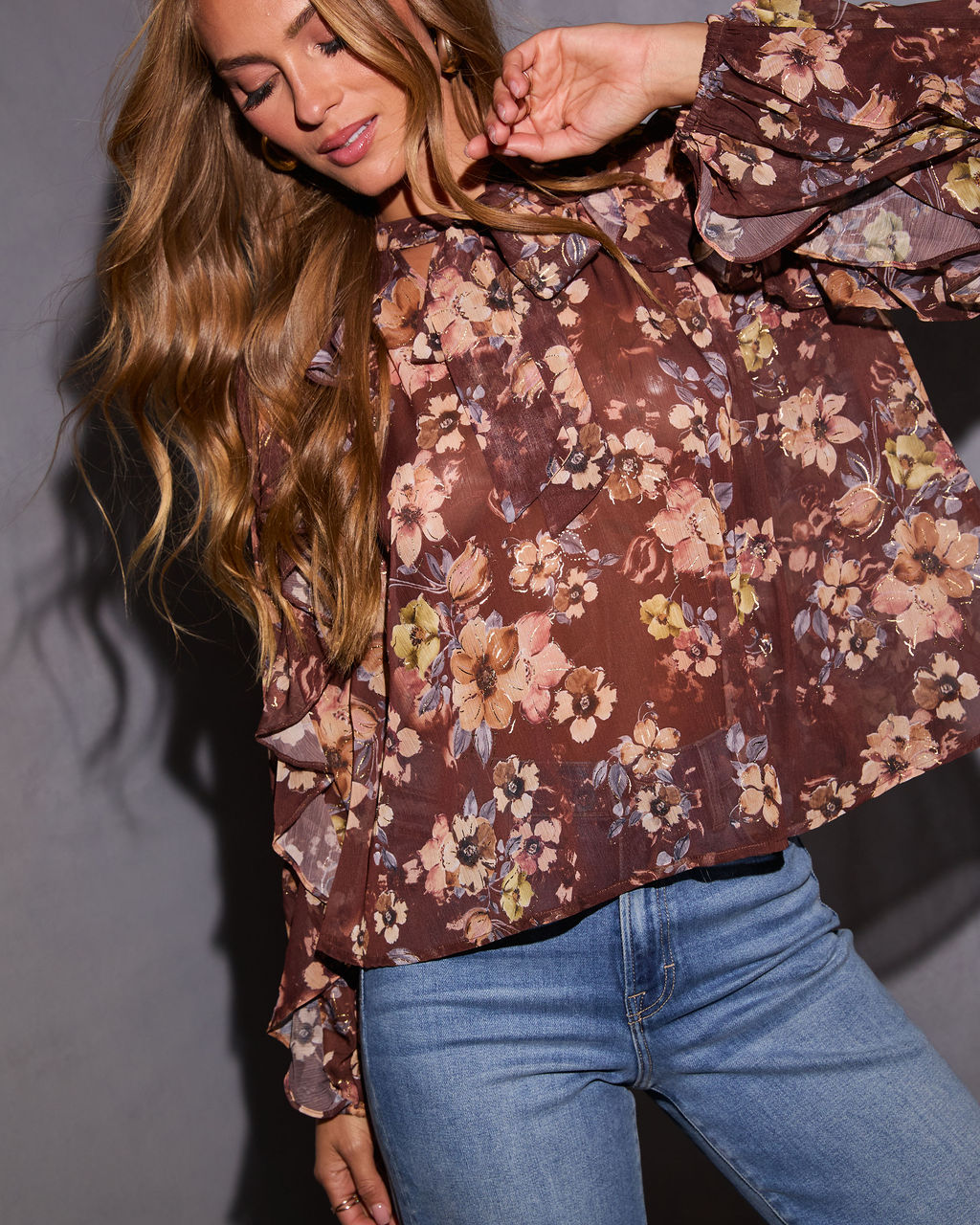 Evienne Printed Neck Tie Top-Vogue Logic