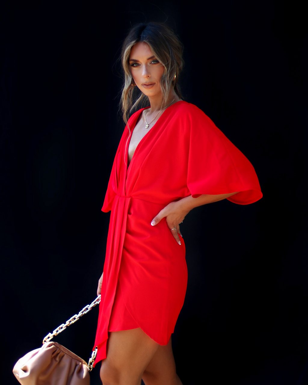 Porticia V-Neck Mini Dress-Vogue Logic