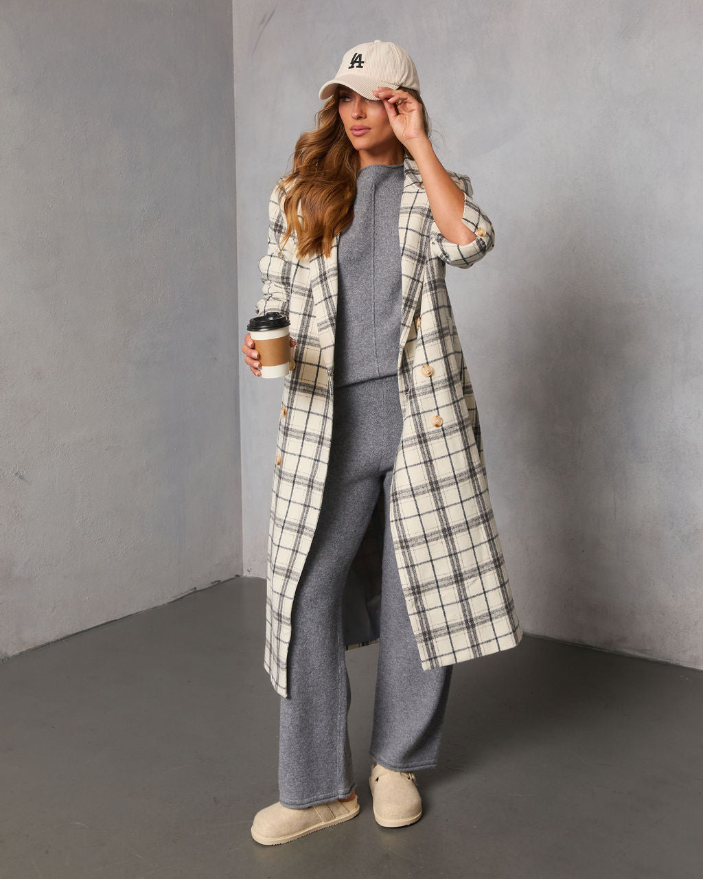 Verone Plaid Print Trench Coat-Vogue Logic