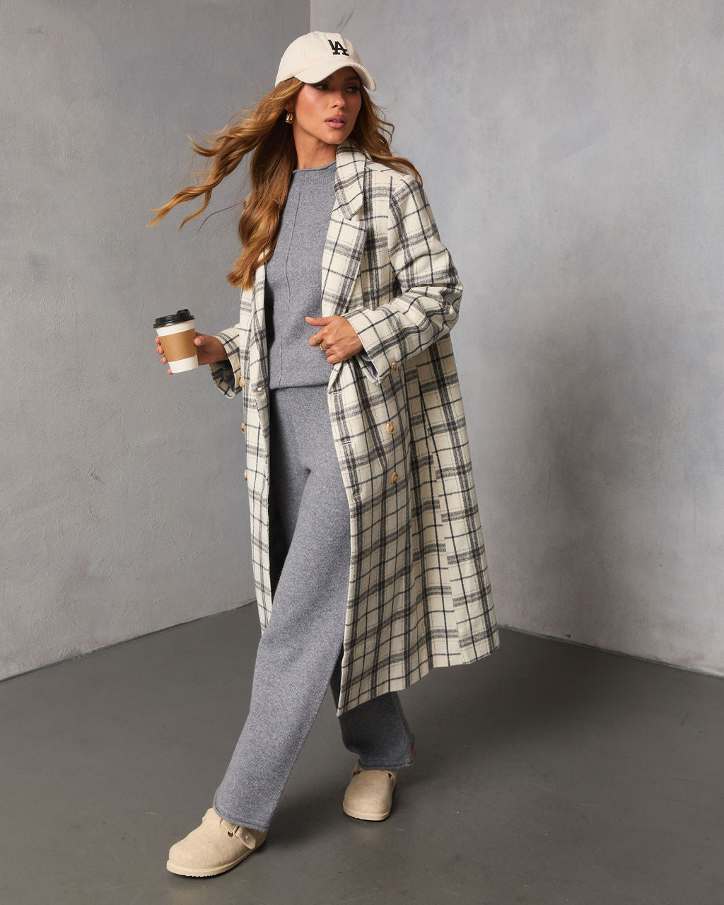 Verone Plaid Print Trench Coat-Vogue Logic