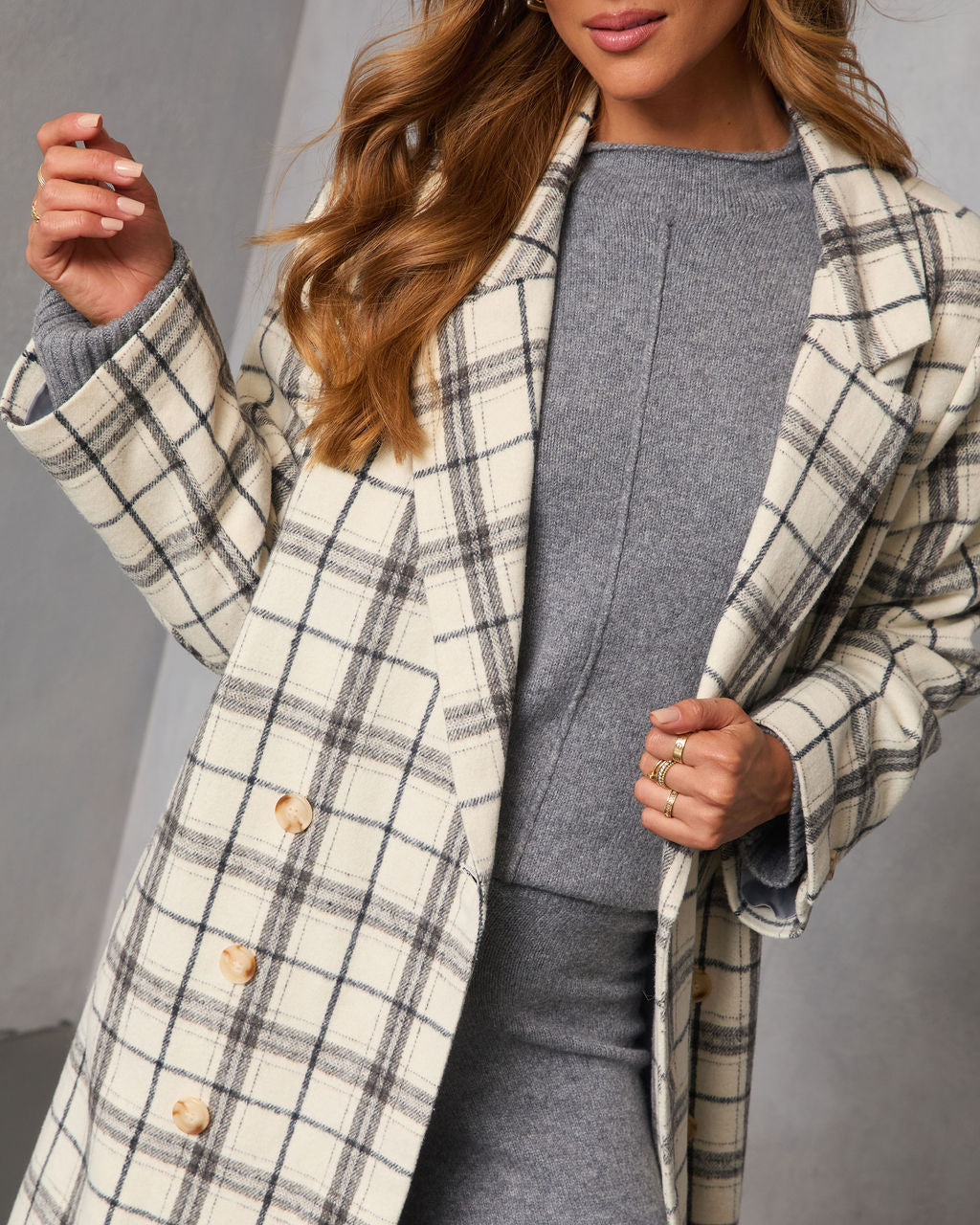Verone Plaid Print Trench Coat-Vogue Logic