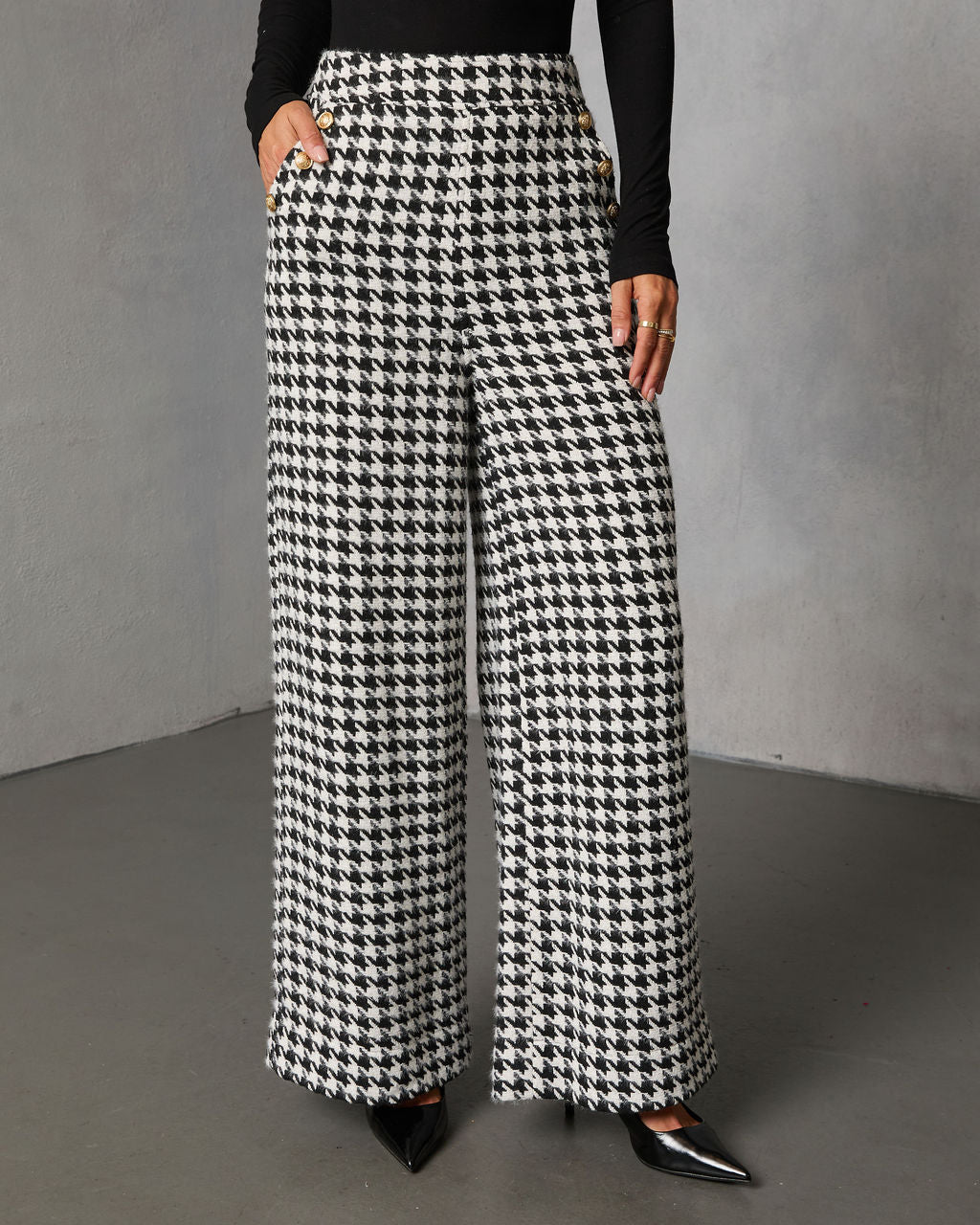 Seeley Houndstooth Straight Leg Pant-Vogue Logic