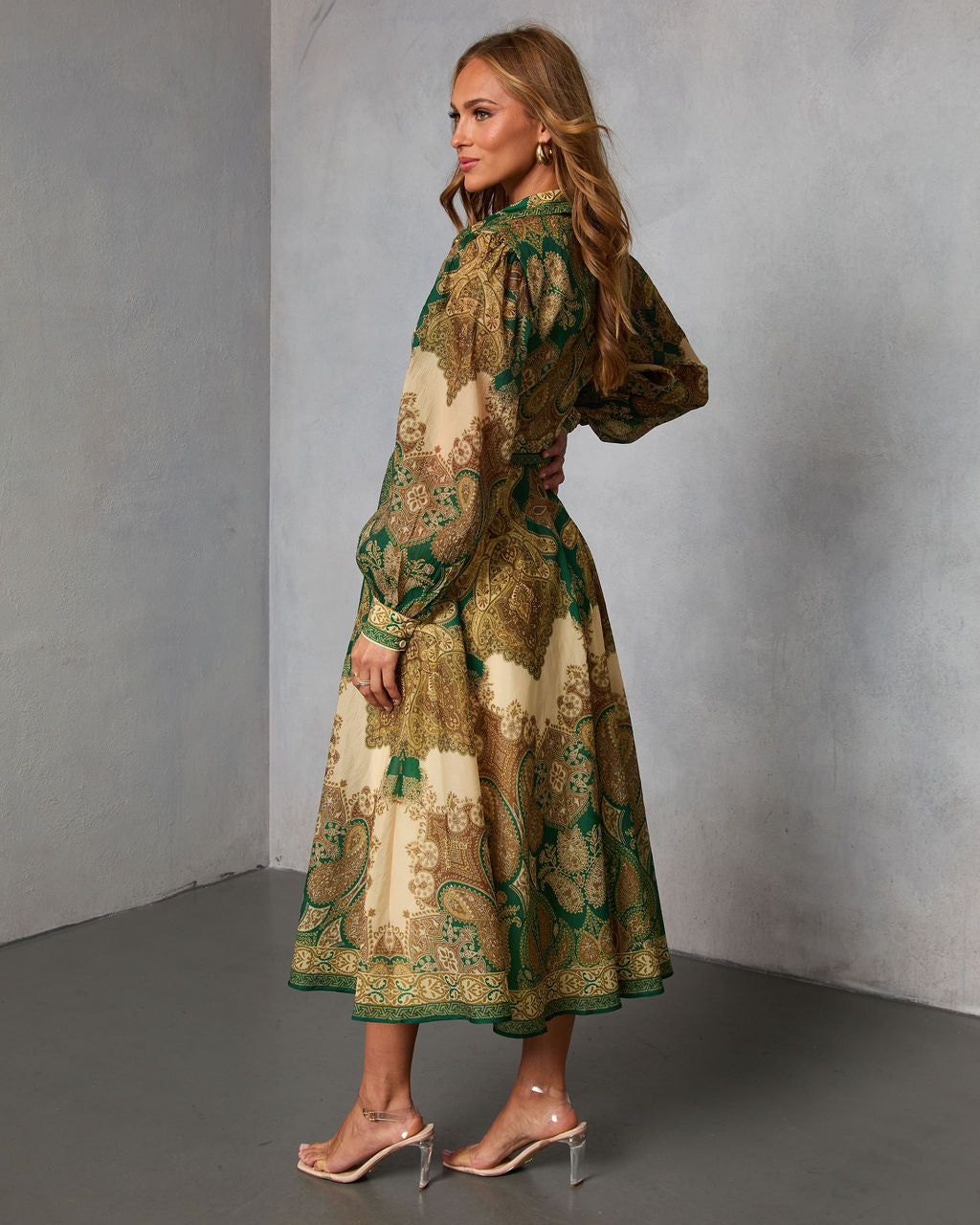 Olandra Printed Waist Tie Maxi Dress-Vogue Logic