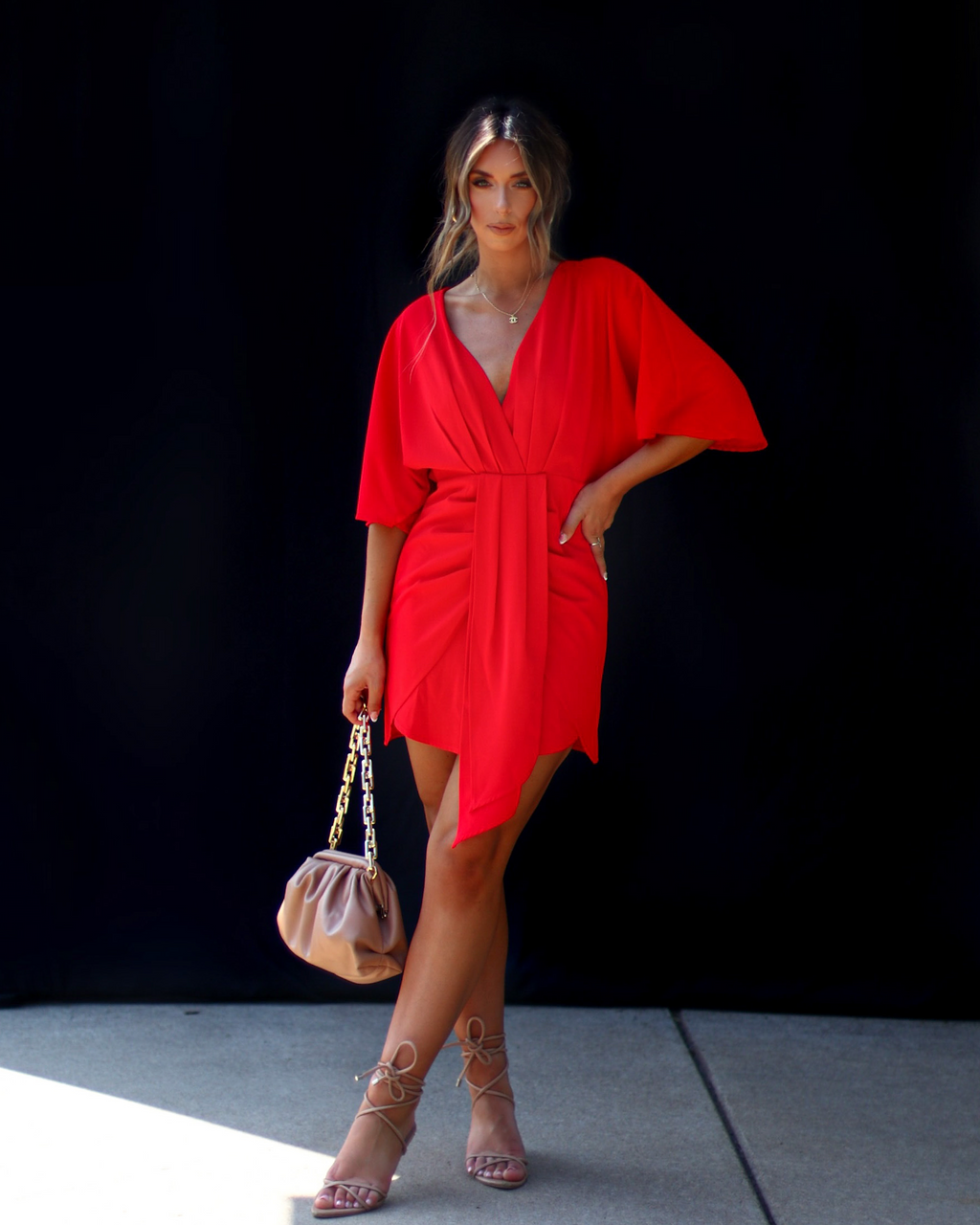 Porticia V-Neck Mini Dress-Vogue Logic