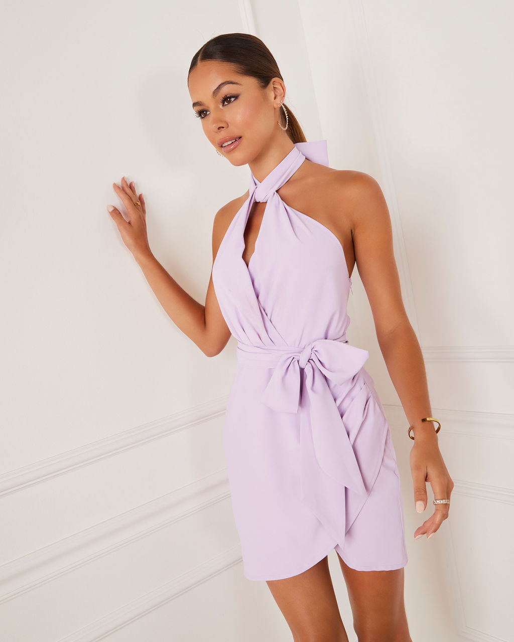 Zephyra Halter Mini Dress-Vogue Logic