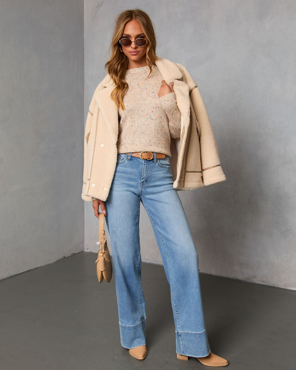 Emmie Crewneck Speckled Sweater-Vogue Logic