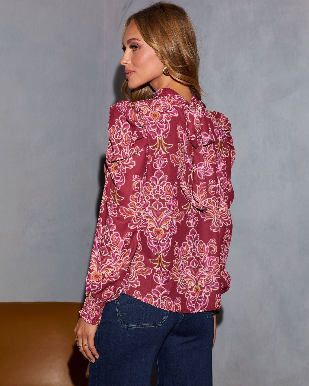 Jorgina Paisley Mock Neck Top-Vogue Logic
