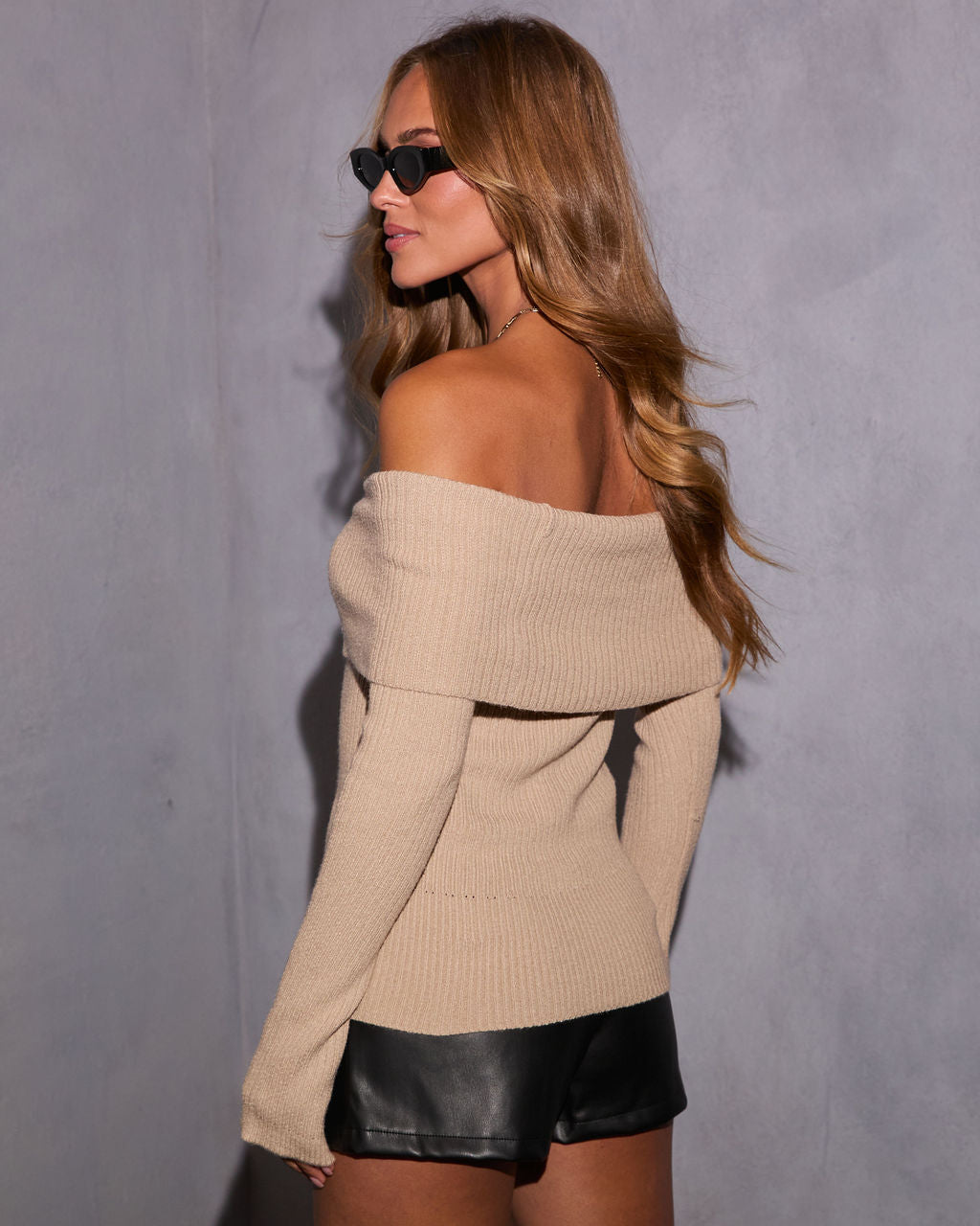 Lucina Knit Off The Shoulder Top-Vogue Logic
