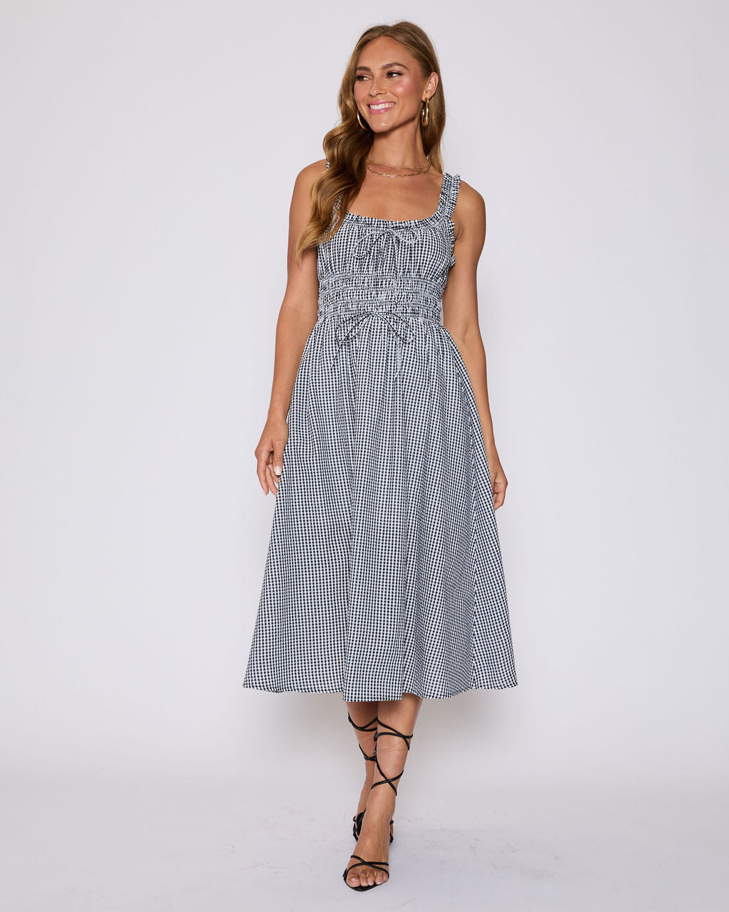 Georgia Gingham Fit and Flare Maxi Dress-Vogue Logic