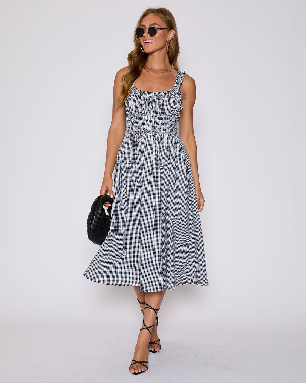 Georgia Gingham Fit and Flare Maxi Dress-Vogue Logic