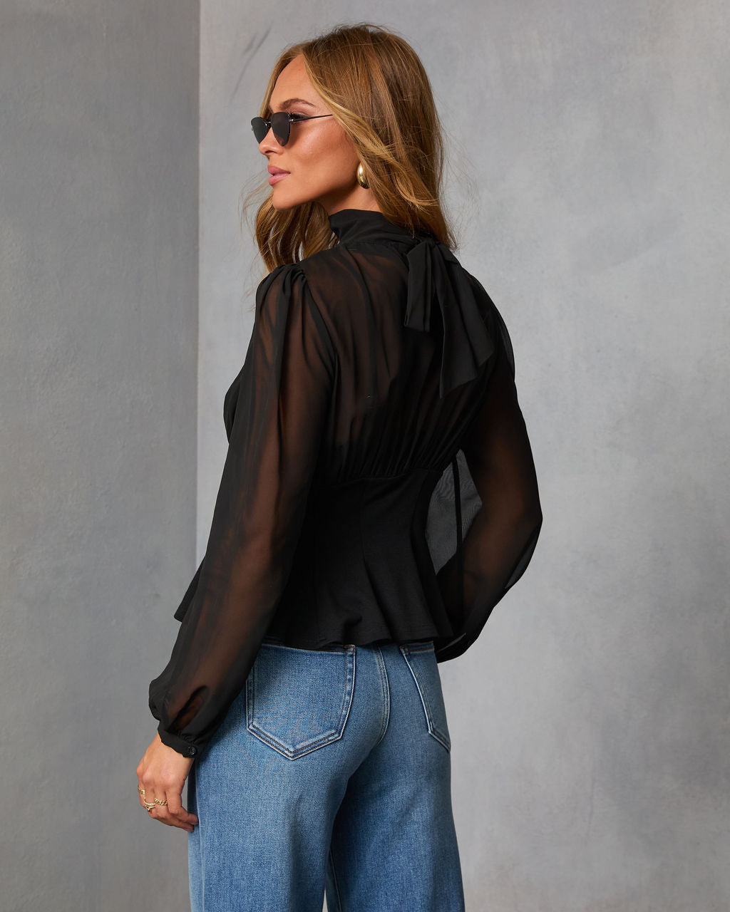 Scarlett Chiffon Peplum Blouse-Vogue Logic