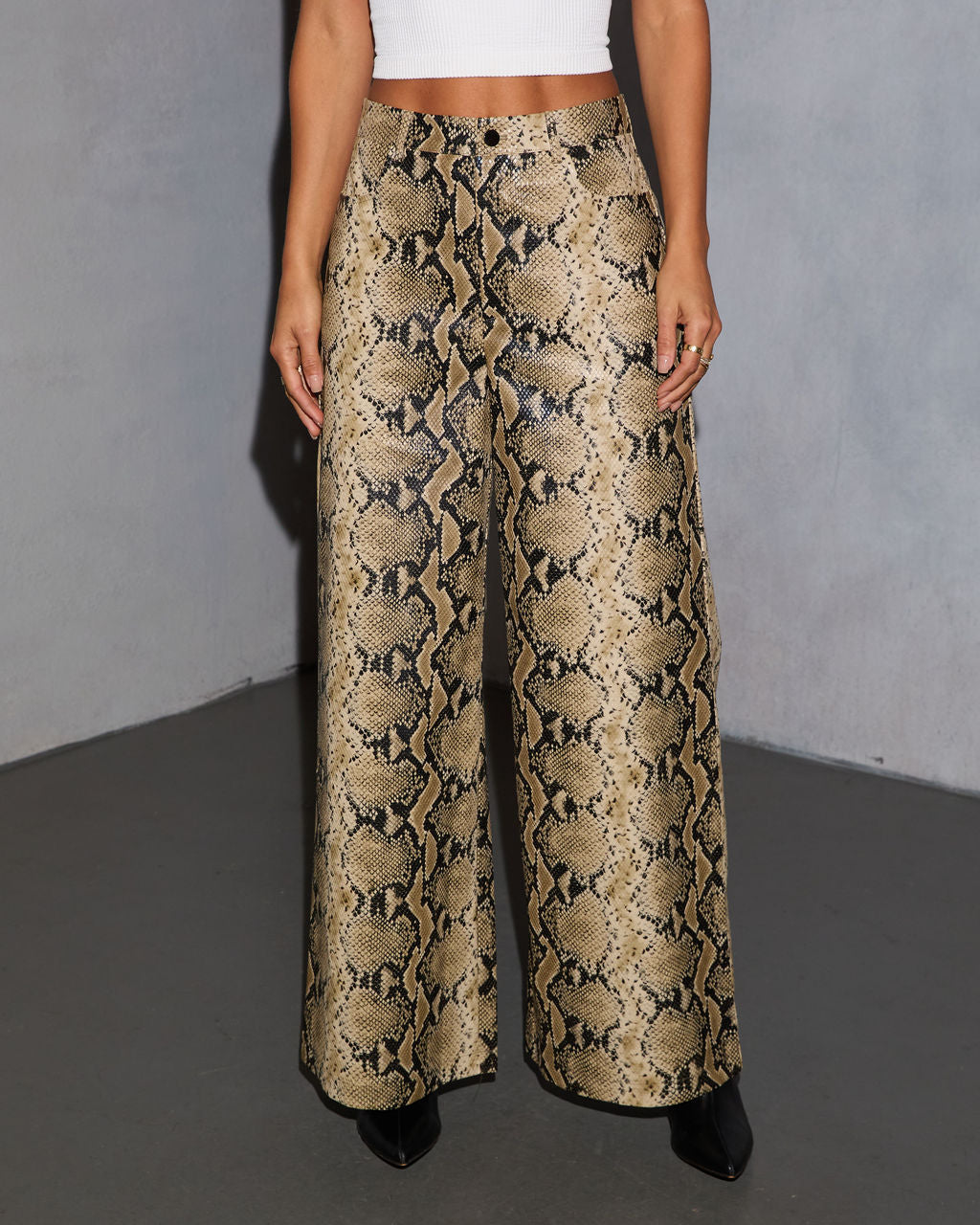Wild Intent Vegan Leather Animal Print Pants-Vogue Logic