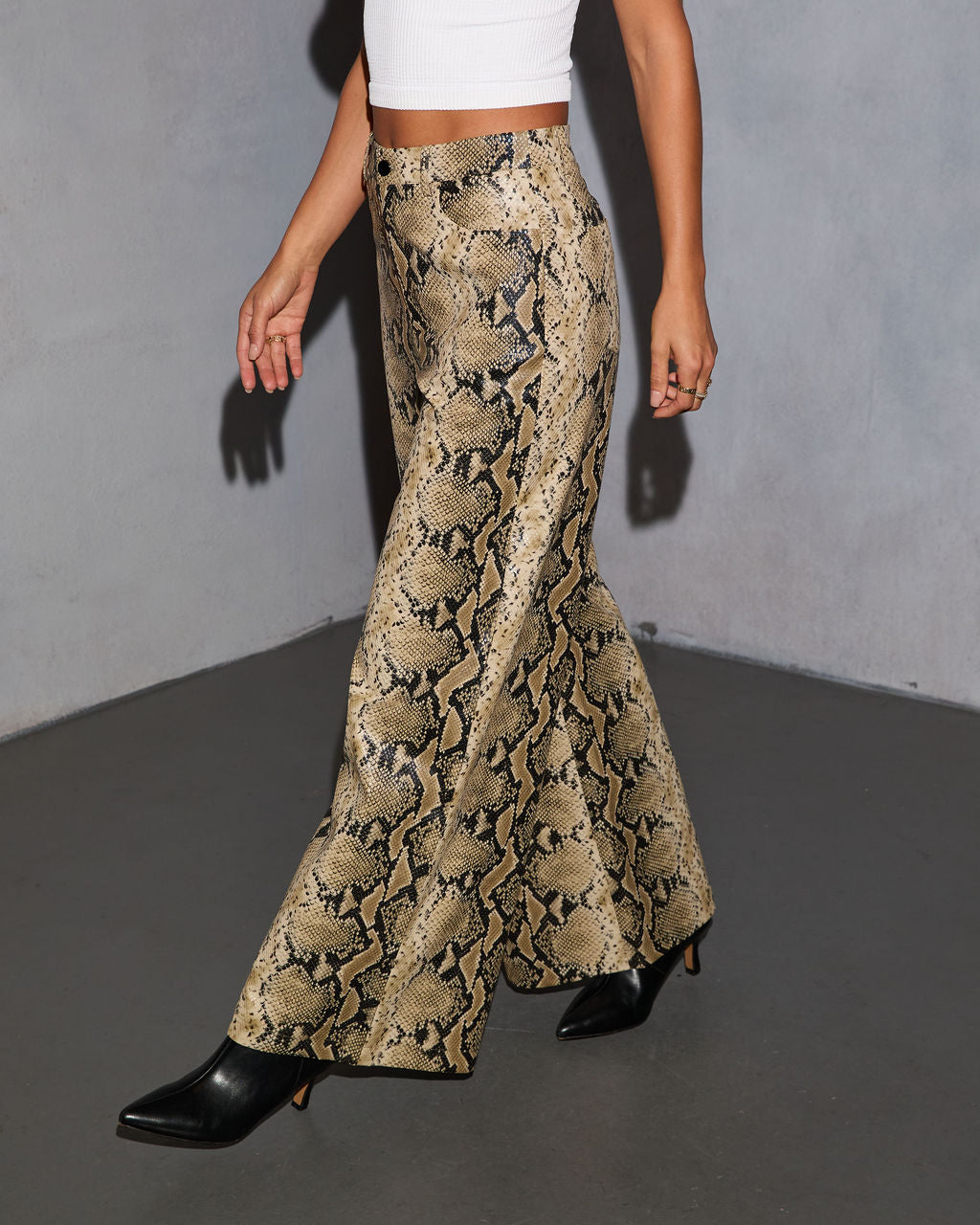 Wild Intent Vegan Leather Animal Print Pants-Vogue Logic