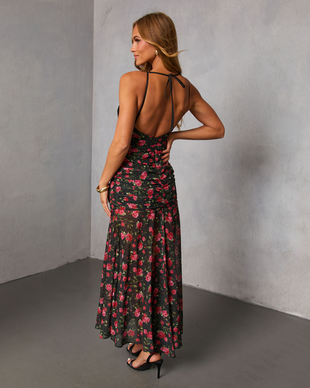 Edeita Bow Halter Maxi Dress-Vogue Logic