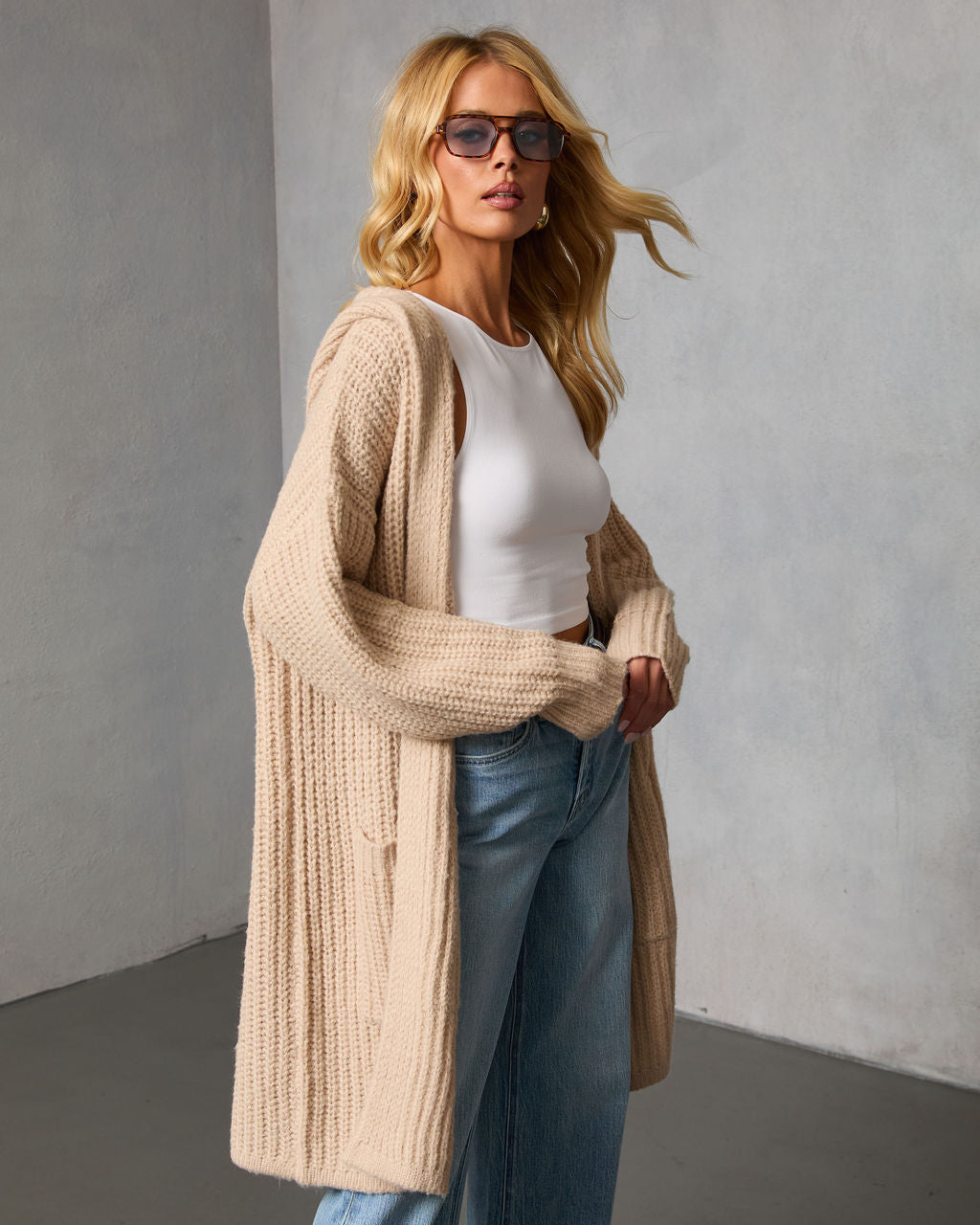 Saville Hooded Ribbed Knit Cardigan-Vogue Logic