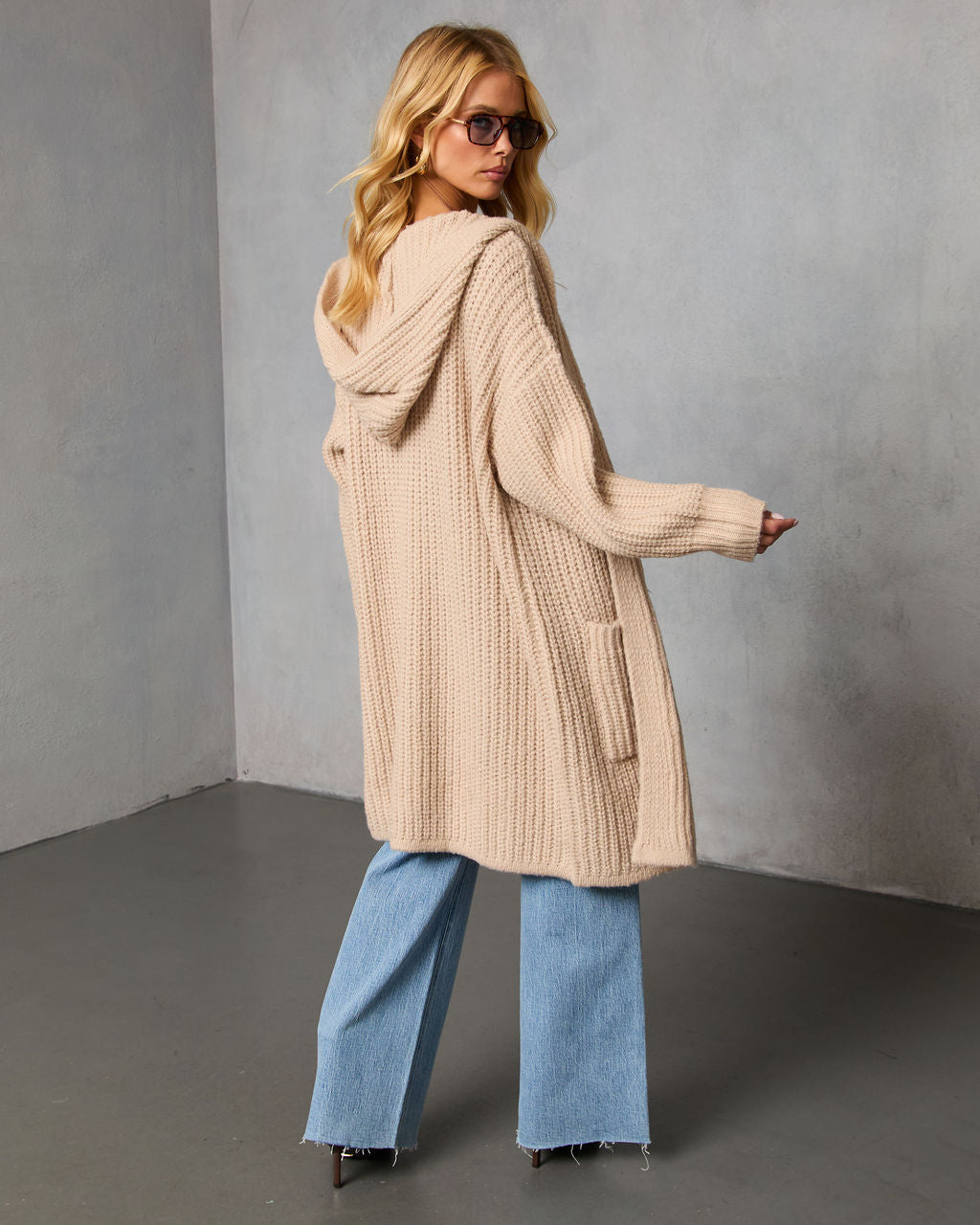 Saville Hooded Ribbed Knit Cardigan-Vogue Logic