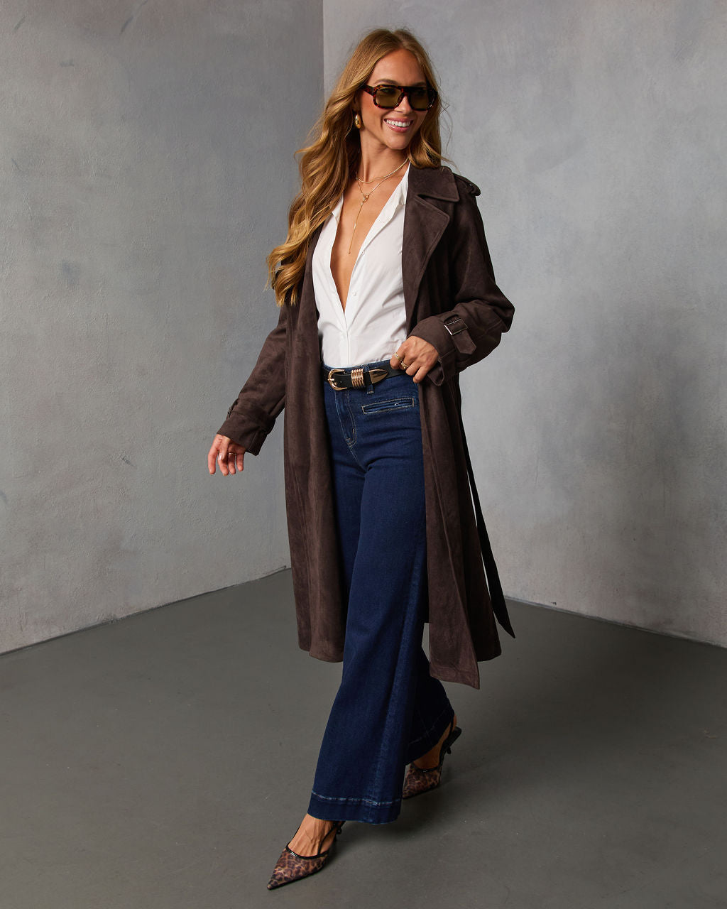Westray Suede Trench Coat-Vogue Logic