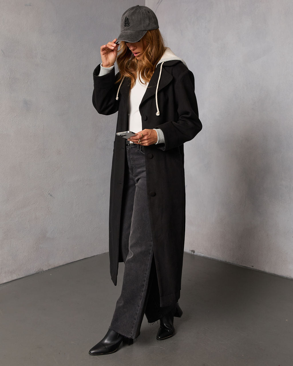 Davison Twofer Hooded Waist Tie Trench Coat-Vogue Logic