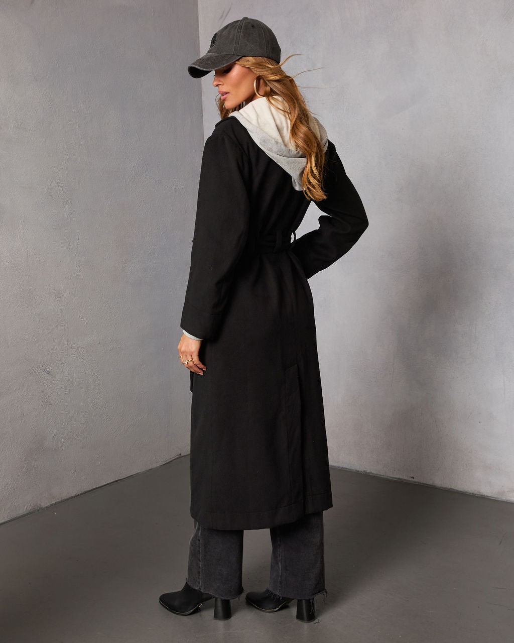Davison Twofer Hooded Waist Tie Trench Coat-Vogue Logic