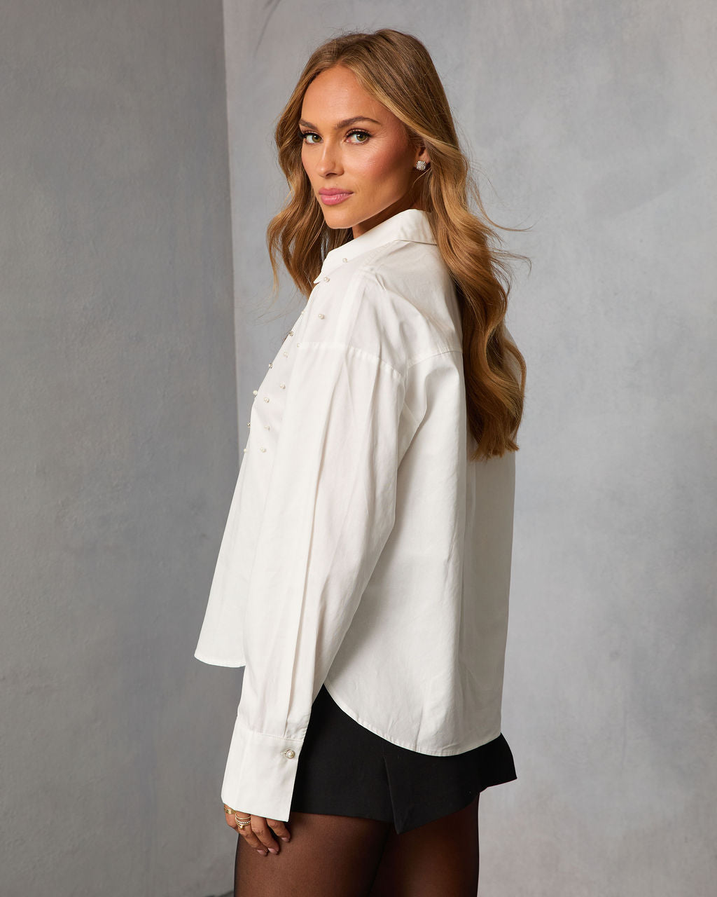 Holiday Classic Embellished Button Up Top-Vogue Logic