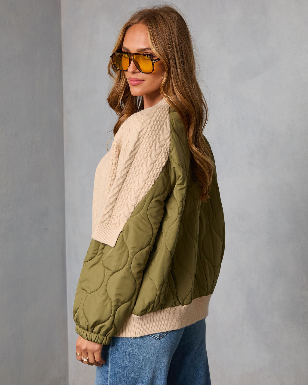 Wystin Knit And Nylon Mixed Media Bomber Jacket-Vogue Logic