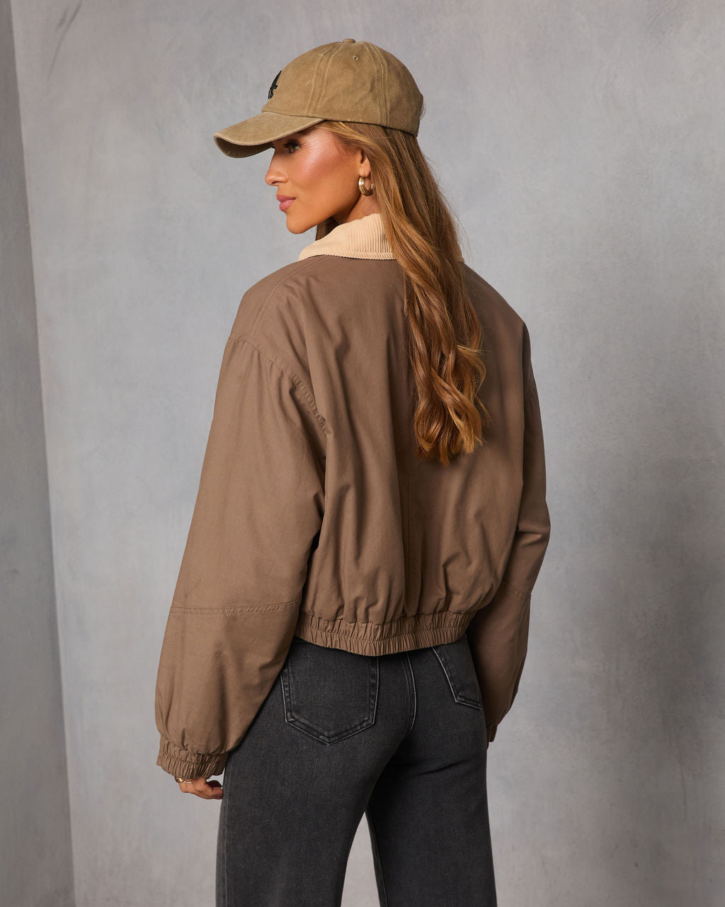 Apricot Sky Cropped Bomber Jacket-Vogue Logic