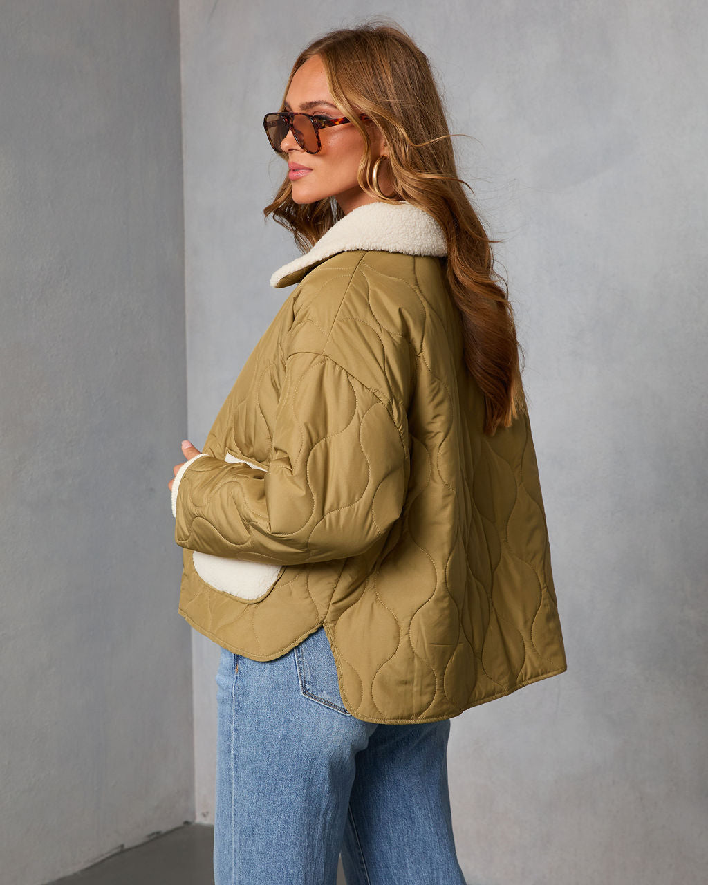 Glazed Mornings Sherpa Trim Quilted Puffer Jacket-Vogue Logic