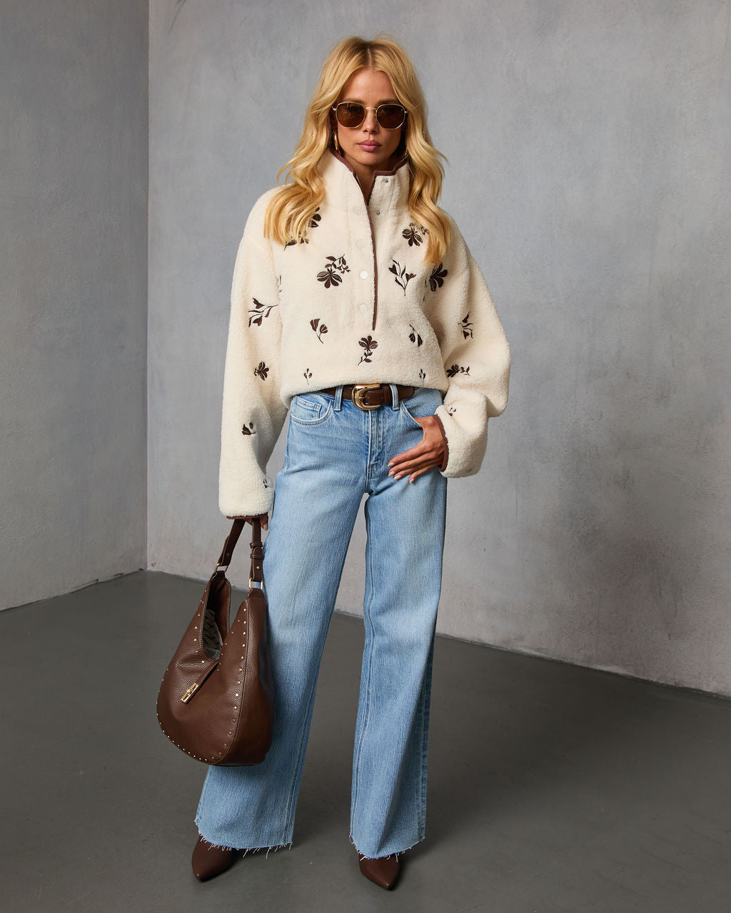 Chalet Embroidered Floral Pullover Jacket-Vogue Logic