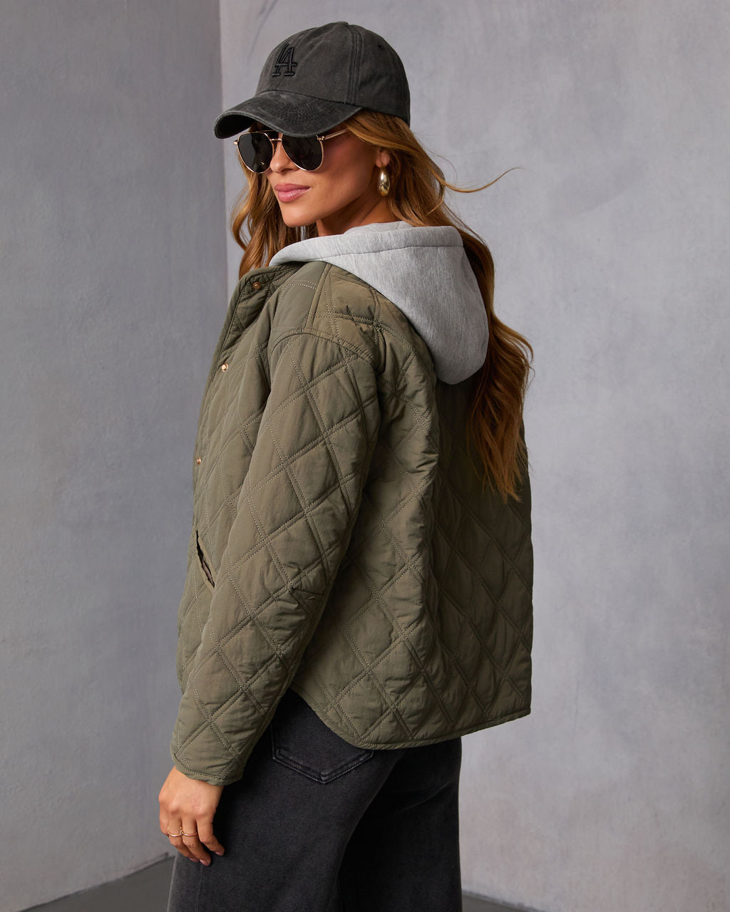 Cozycore Quilted Hooded Twofer Jacket-Vogue Logic
