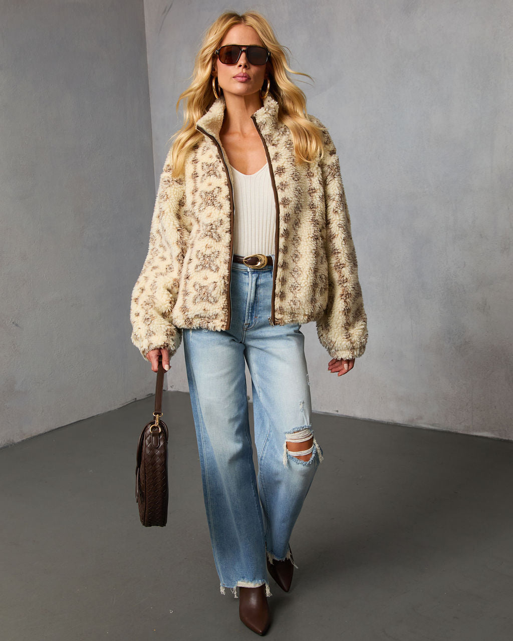 Bramble Fair Isle Print Fleece Jacket-Vogue Logic