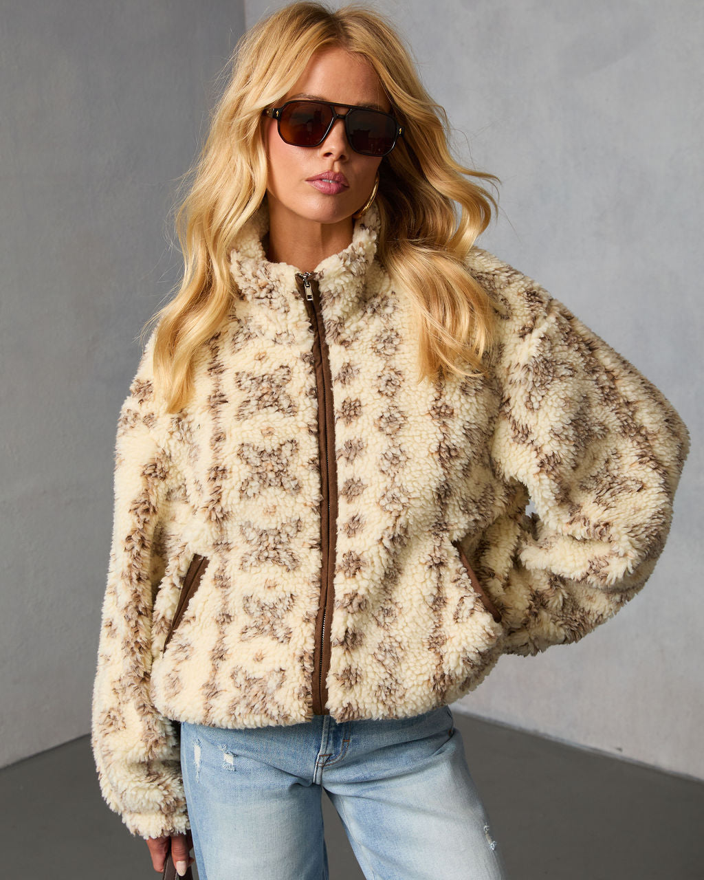 Bramble Fair Isle Print Fleece Jacket-Vogue Logic