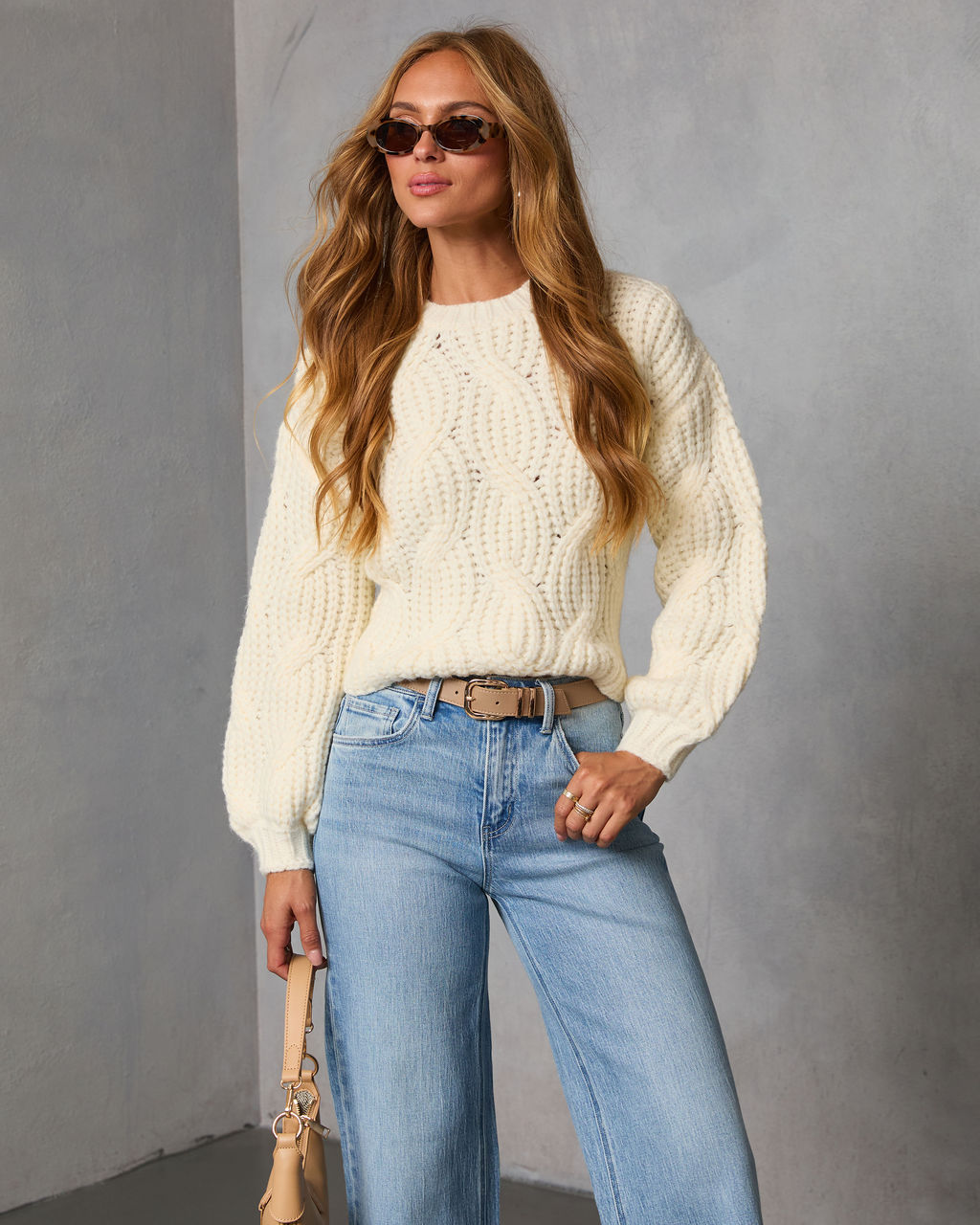 Marosia Twisted Cable Knit Sweater-Vogue Logic