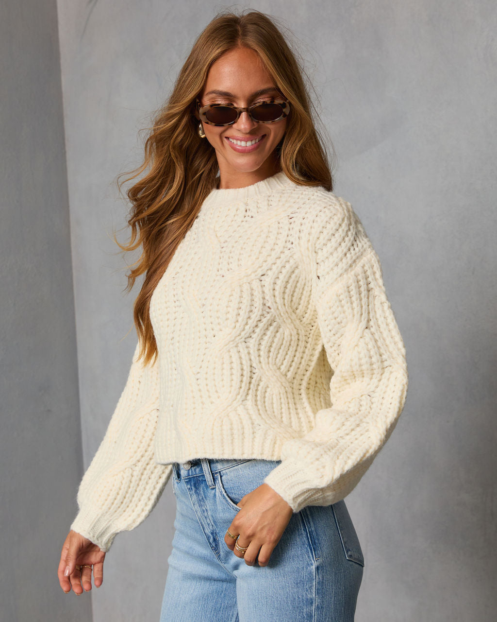 Marosia Twisted Cable Knit Sweater-Vogue Logic
