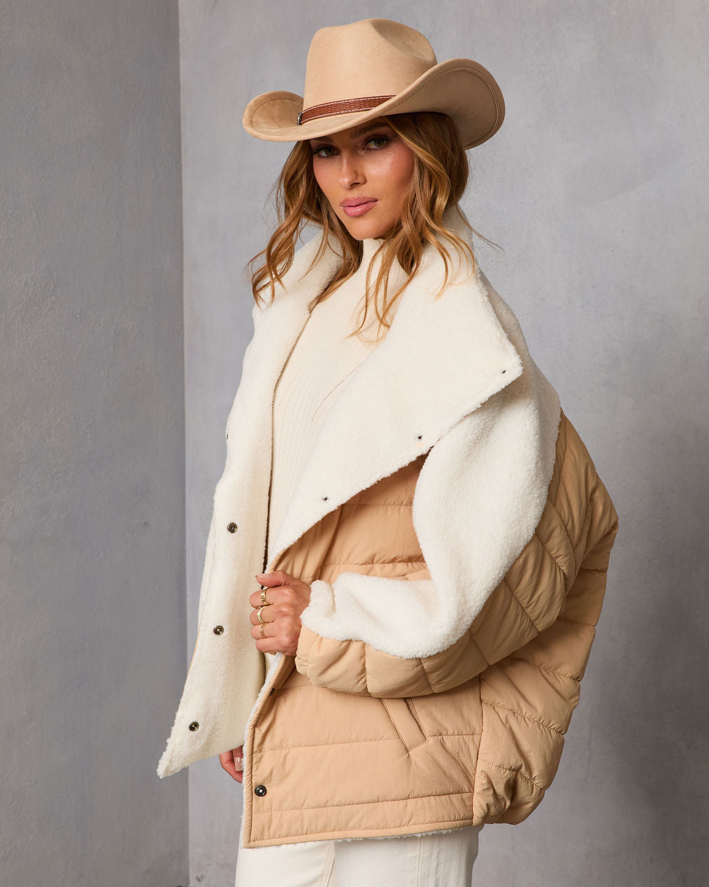 Malrin Sherpa Lined Contrast Puffer Coat-Vogue Logic